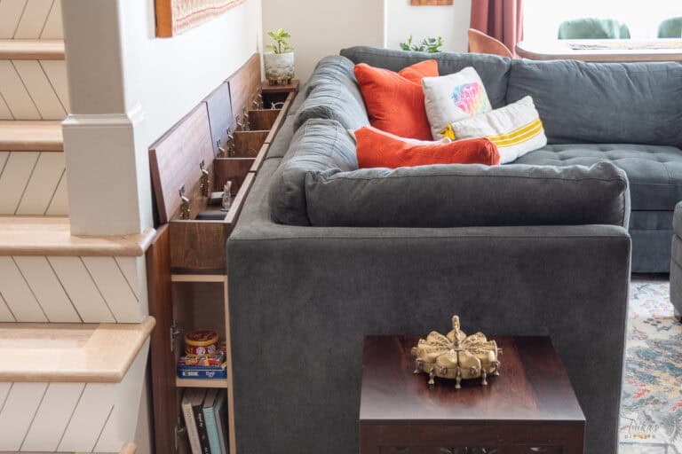 How To Build A Sofa Table With Charging And Storage - Anika's DIY Life