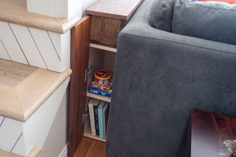 How To Build A Sofa Table With Charging And Storage - Anika's DIY Life