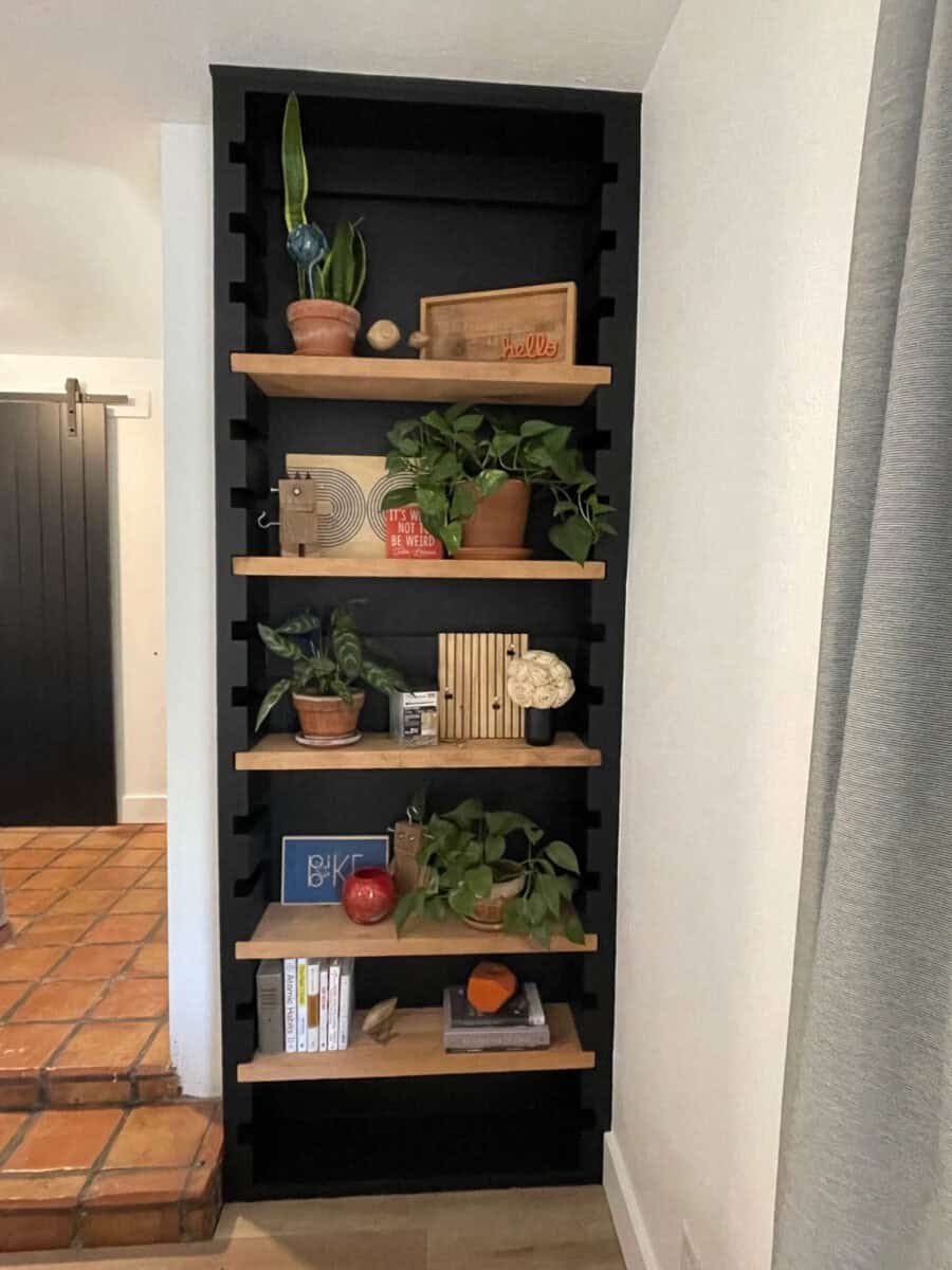 built-in bookcase with adjustable shelf