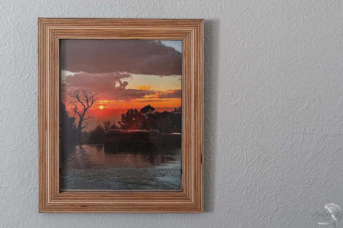 Front view of the DIY plywood picture frame