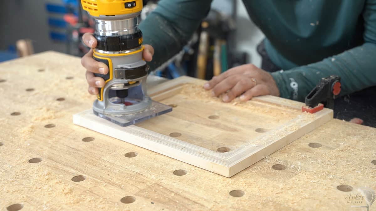 routing out the step for the pictures using a router