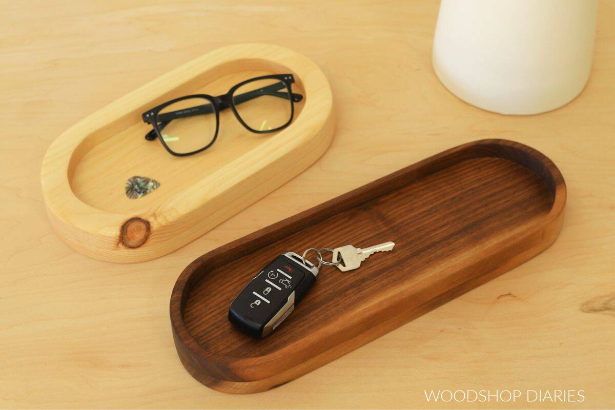 2 DIY catchall trays made from wood