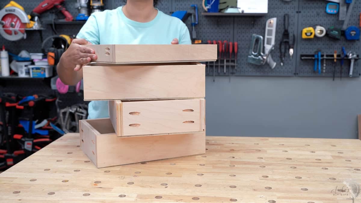 Stack of drawers built for the DIY desk