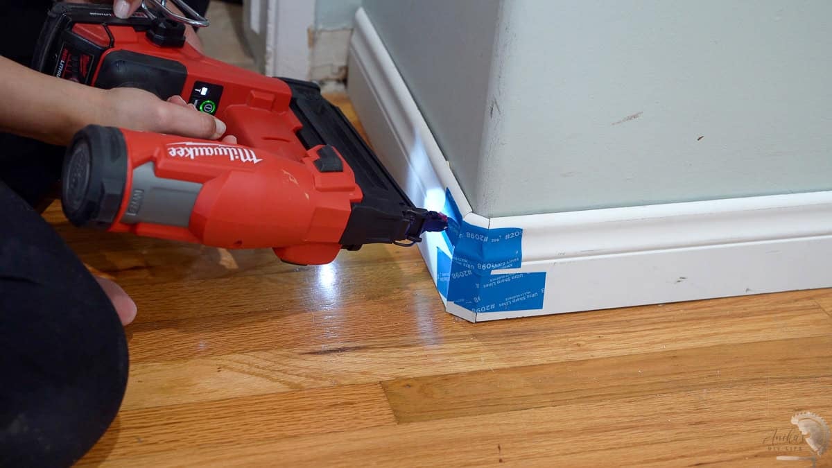 Attaching the baseboards to the bullnose corners