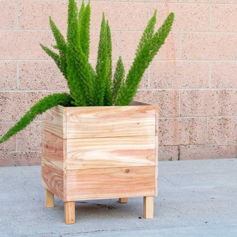 Learn how to build a DIY square cedar planter box with no table saw required! This easy, budget-friendly tutorial is perfect for beginners using basic tools.