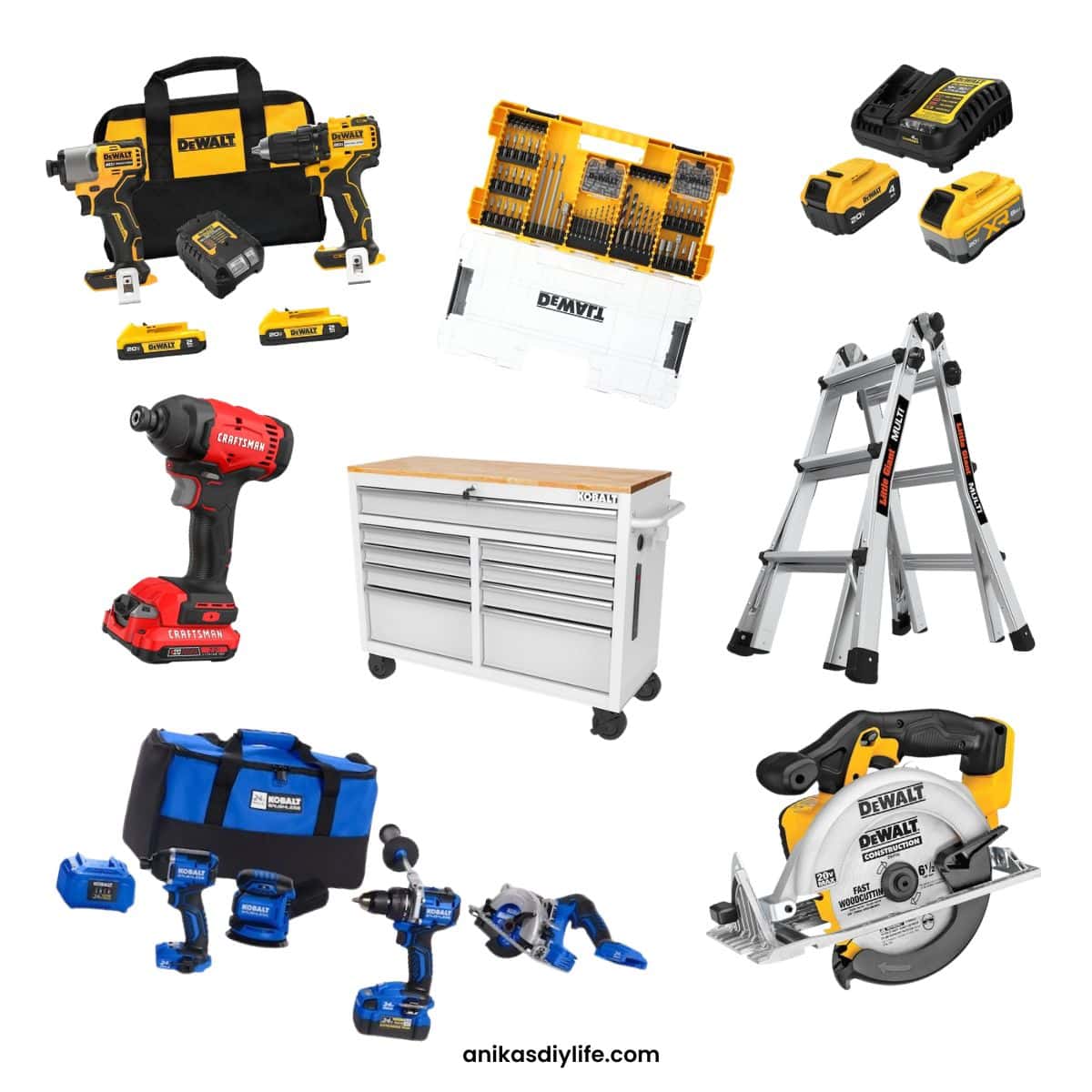 Image collage of 8 tools on sale at Lowe's for black Friday